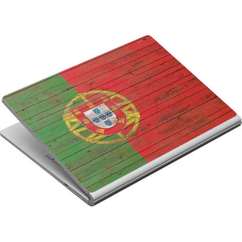 Portuguese Flag Dark Wood Surface Book Skin